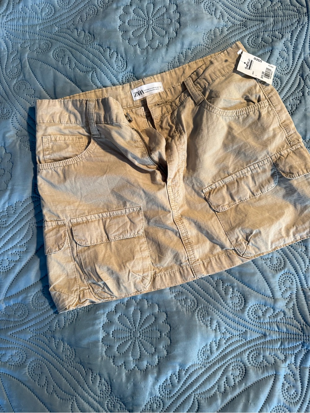 Zara Khaki Cargo Skirt